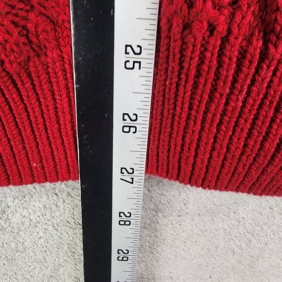 Mens Red Geoffrey Beene Pullover Cable Knit Sweater Crew Neck Long Sleeve Size L - Picture 9 of 10
